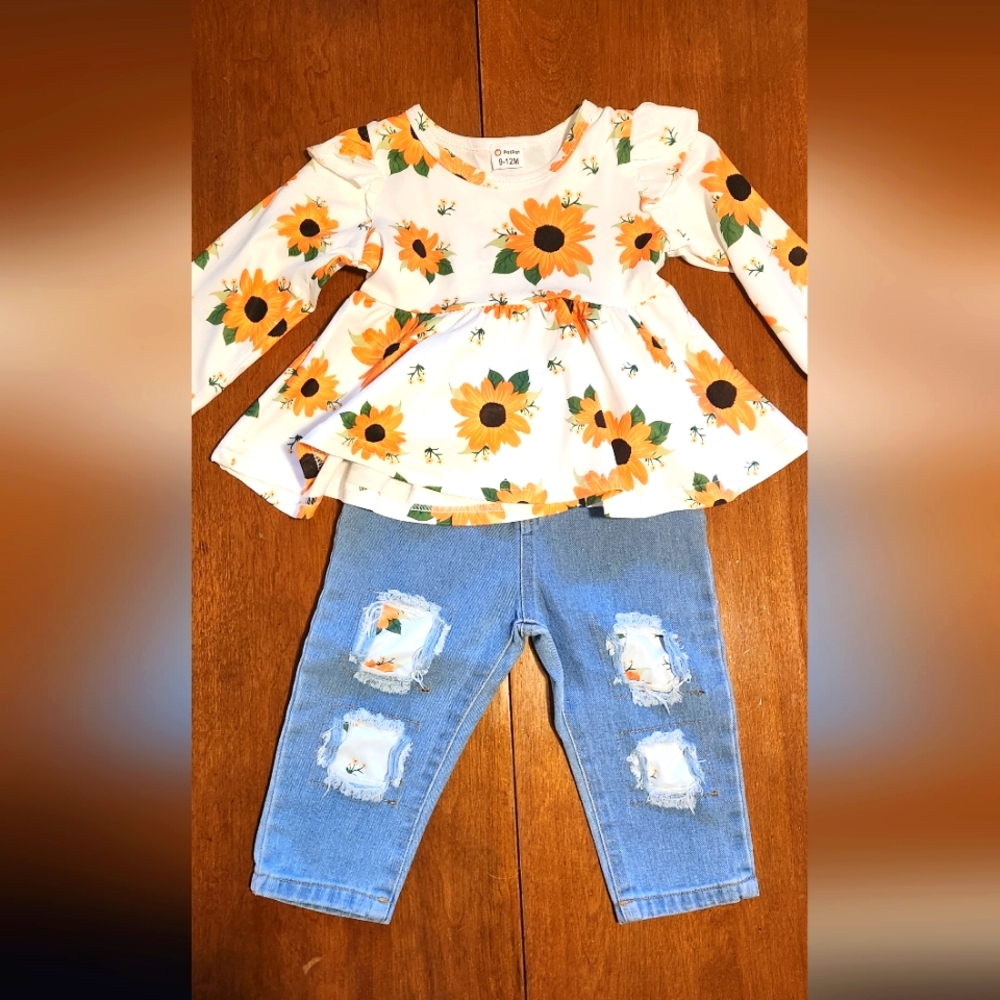 Baby girl Sunflower 2 piece outfit